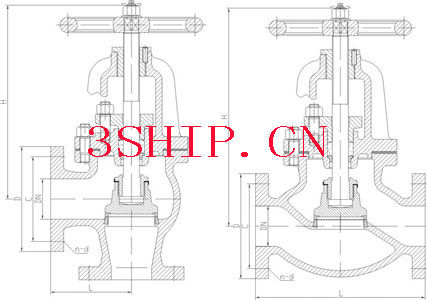 CB T 4007 法兰铸铁0.5MPa截止阀CB T 4007 Globe valve